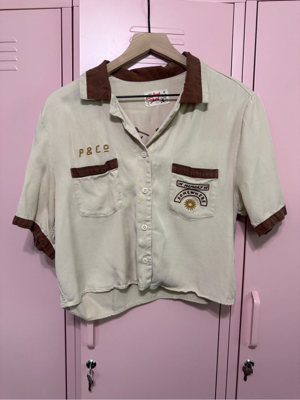 P&Co Chasing Sunsets Cropped Bowling Shirt
